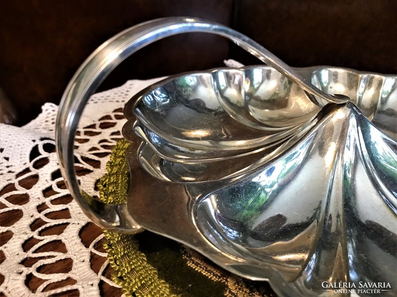 Antique rarity, silver-plated, extremely special, larger-sized, divided serving plate, treat tray