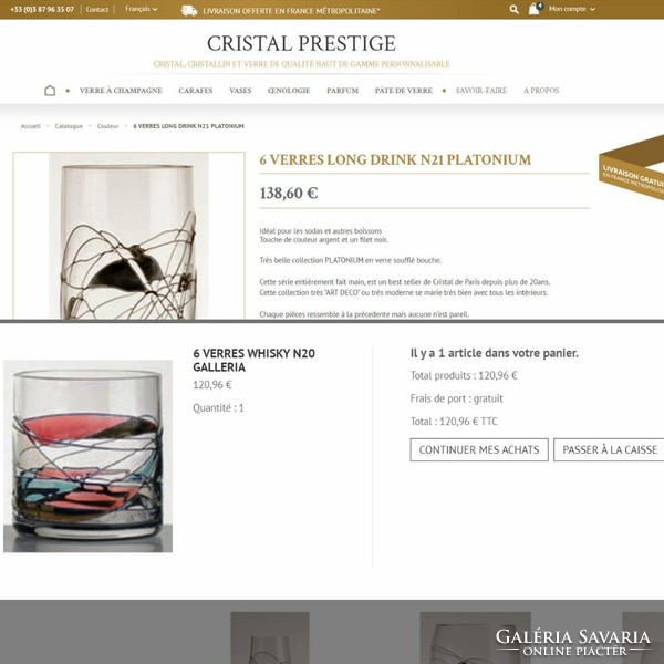 Cristal Prestige francia whiskys pohár készlet 4 db