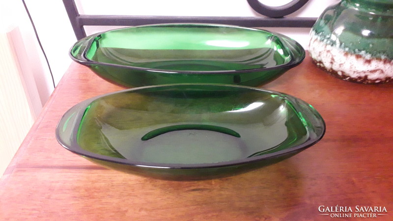 Green glass bowls, France, Vereco