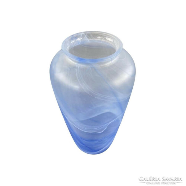 Large veiled Czech vase with a blue bay
