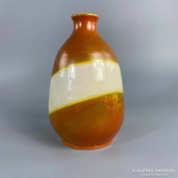 Mid-century California style orange and white vase