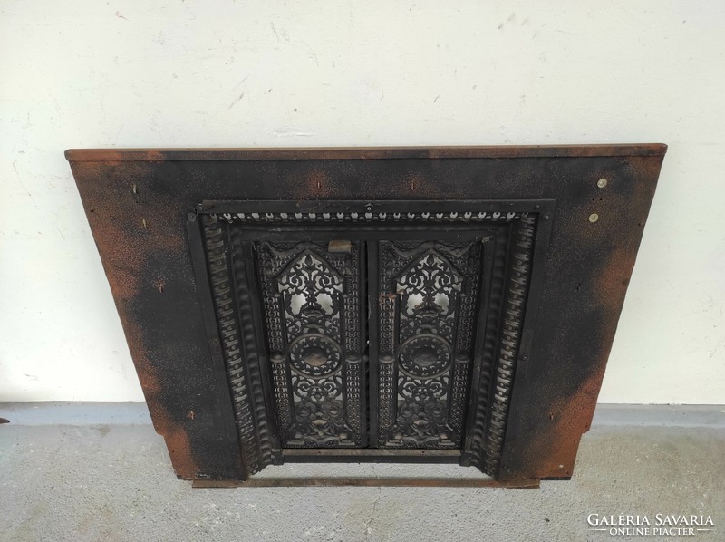 Antique metal copper overlay stove fireplace with cast iron door frame 619 7227