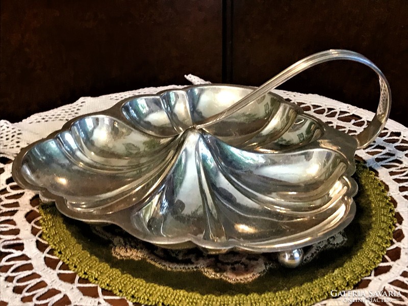 Antique rarity, silver-plated, extremely special, larger-sized, divided serving plate, treat tray