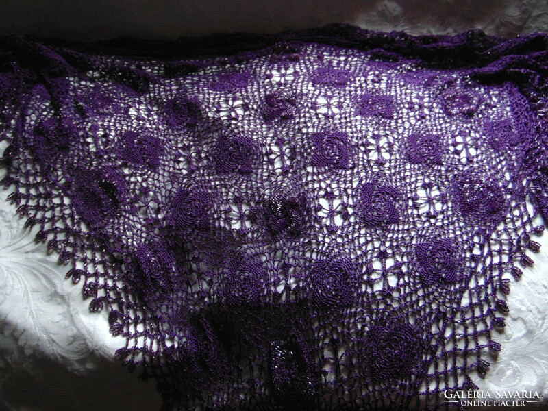 Beautiful bishop's purple crocheted scarf, stole with pearl decoration