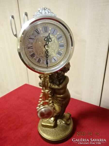 Table pendulum clock, rhythm, awing block, mark: 4rp632. It is held by a bronze angel. Jokai.