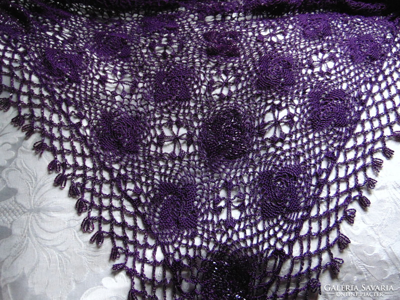 Beautiful bishop's purple crocheted scarf, stole with pearl decoration