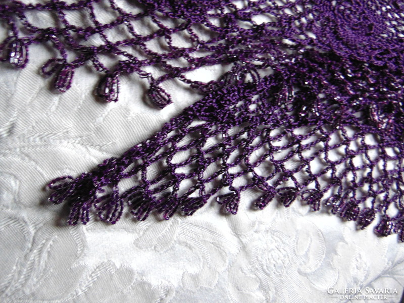 Beautiful bishop's purple crocheted scarf, stole with pearl decoration