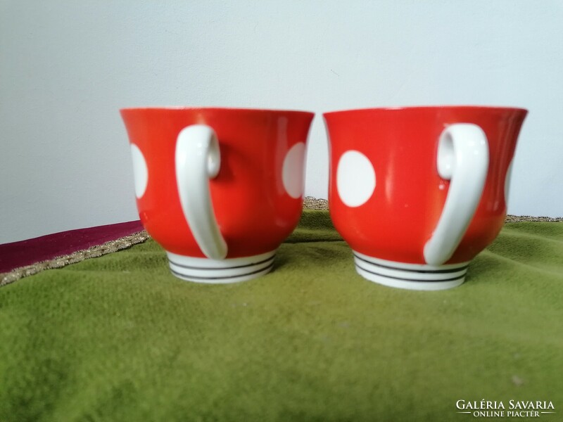 Russian porcelain retro polka dot cup - mug pair