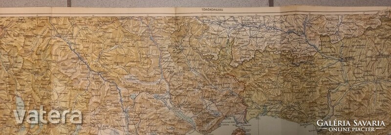 Map of Turkey from the complete geographical atlas of Kugotowicz gnome 1907 28x83.5 cm Hungarian geographical int