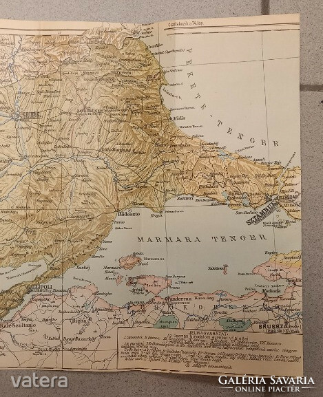 Map of Turkey from the complete geographical atlas of Kugotowicz gnome 1907 28x83.5 cm Hungarian geographical int