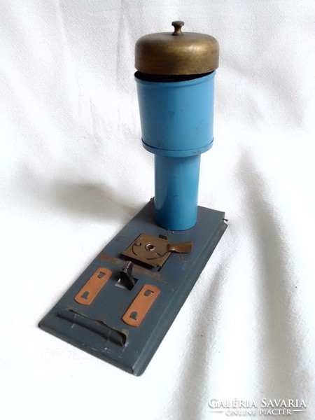 Antik régi kék vasúti jelző csengő JEP France 0-ás modell 1920-30 terepasztal kiegészítő lemezjáték