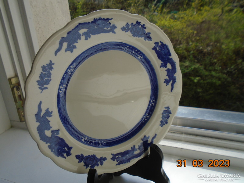 1930 English royal cauldon blue dragon cake plate with a Chinese blue dragon pattern