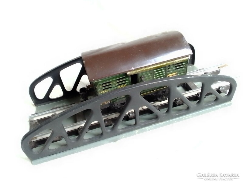Antik régi vasúti híd építő elem JEP France 0-ás vasú modell 1930 terepasztal kiegészítő lemezjáték