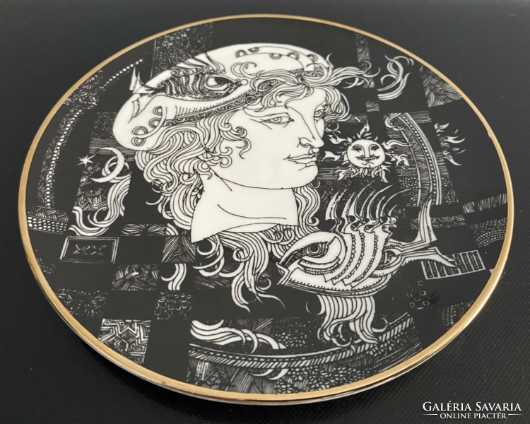 Szász Endre - Hollóházi porcelán tányér 15 cm
