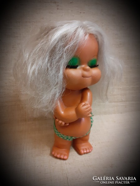 Old marked rare gesturing rubber doll with braided hair