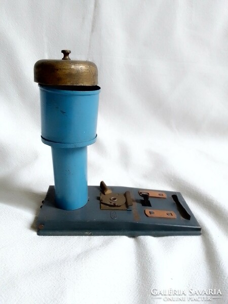 Antique old blue railway signal bell jep france model 0 1920-30 field table accessory record game