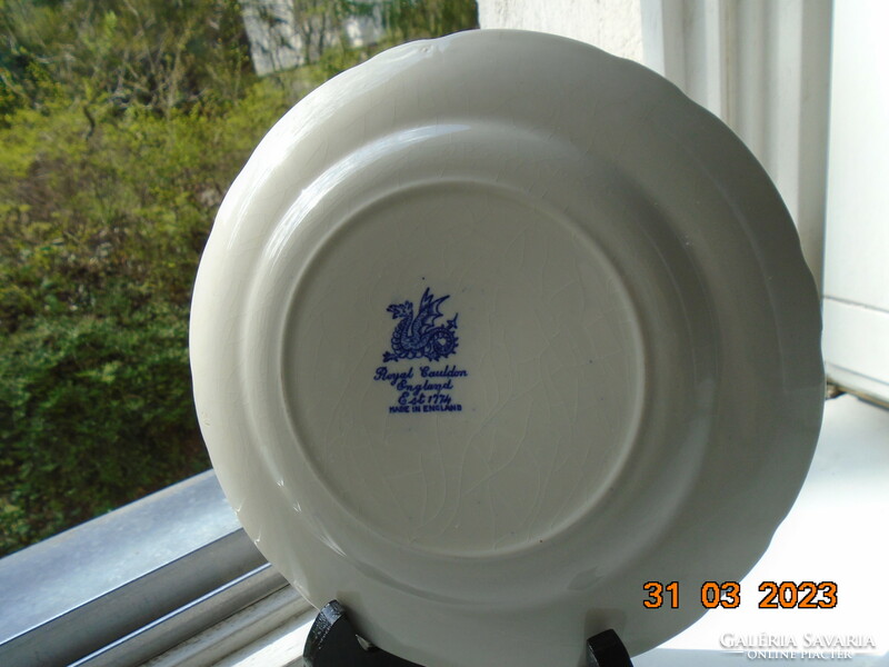 1930 English royal cauldon blue dragon cake plate with a Chinese blue dragon pattern