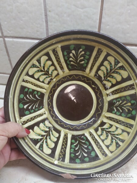 Old, large glazed earthenware, folk wedding bowl 26 cm for sale! Wrong!