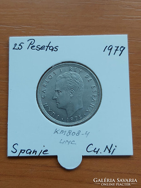 Spanish 25 pesetas 1975 (79) juan carlos i, cuni, in a paper case