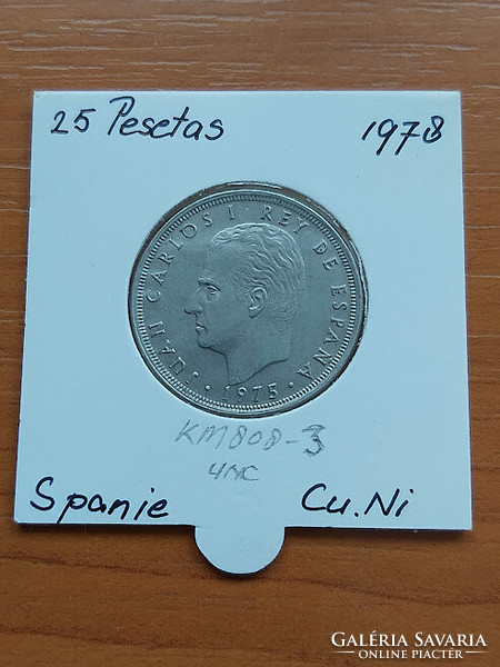 Spanish 25 pesetas 1975 (78) juan carlos i, cuni, in a paper case