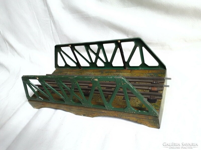 Antik régi vasúti híd Hornby három sínes 0-ás vasút modell terepasztal lemezjáték kiegészítő elem