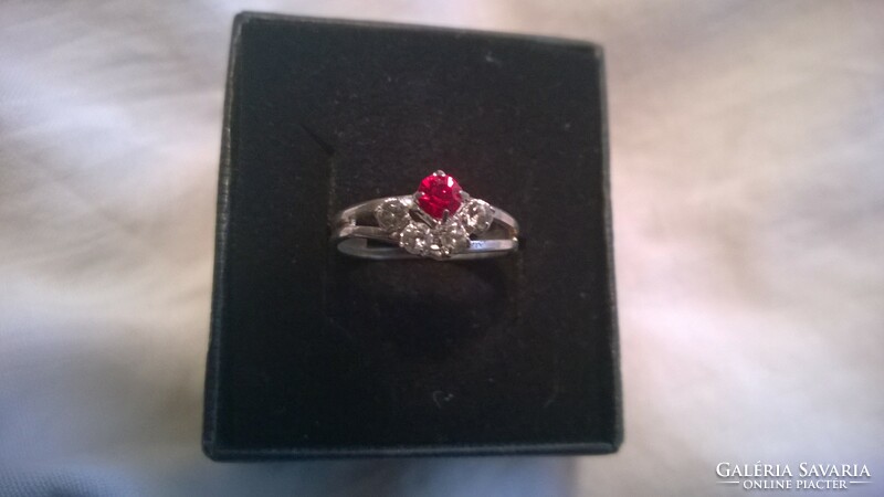 3 Spectacular ring with red, white, purple stone adjustable size