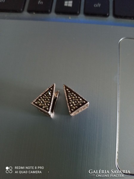 Unique silver earrings/ marcasite