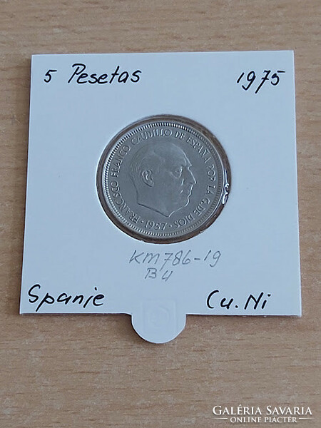 Spanish 5 pesetas 1957 (75) cuni, gral. Francisco franco in a paper case