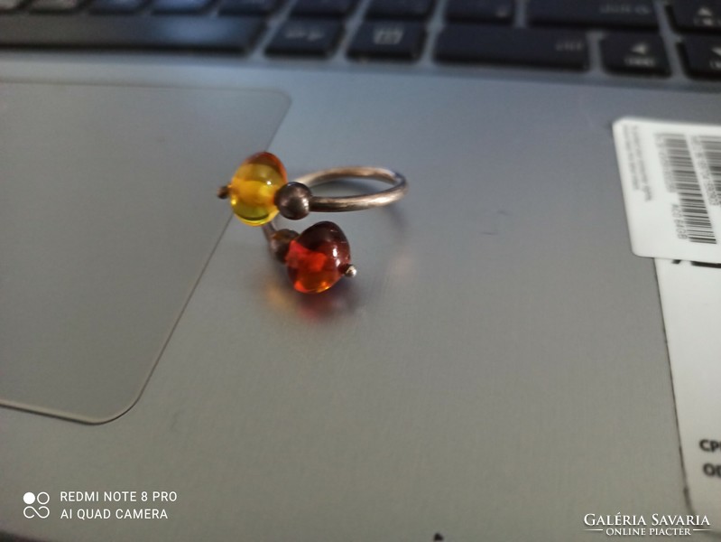 Silver ring/ amber