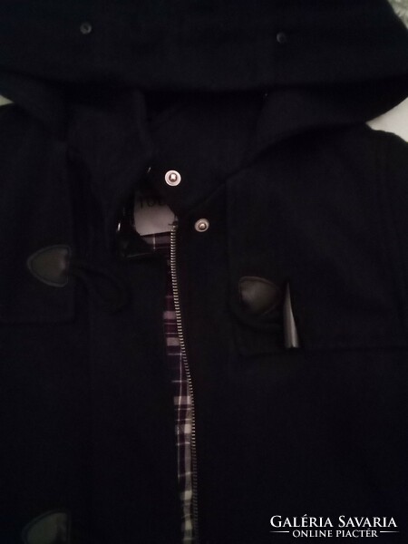 Dark blue bershka hooded transition jacket s