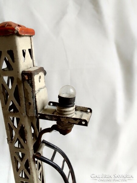 Antik régi Bing létrás vasúti jelző lámpa tárcsa hiányzik? 0-ás modell 1920-30 terepasztal világítás