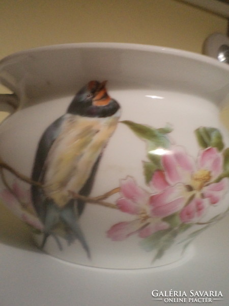 Old, swallow-shaped porcelain potty or bed bowl