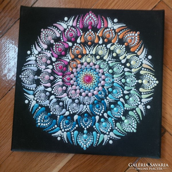 New! Chakra colors mandala image (1), hand painted 20x20cm