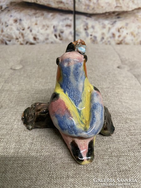 Mária H. Rahmer painted - glazed ceramic bird a43