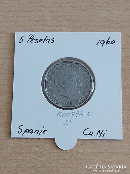 Spanish 5 pesetas 1957 (60) cuni, gral. Francisco franco in a paper case
