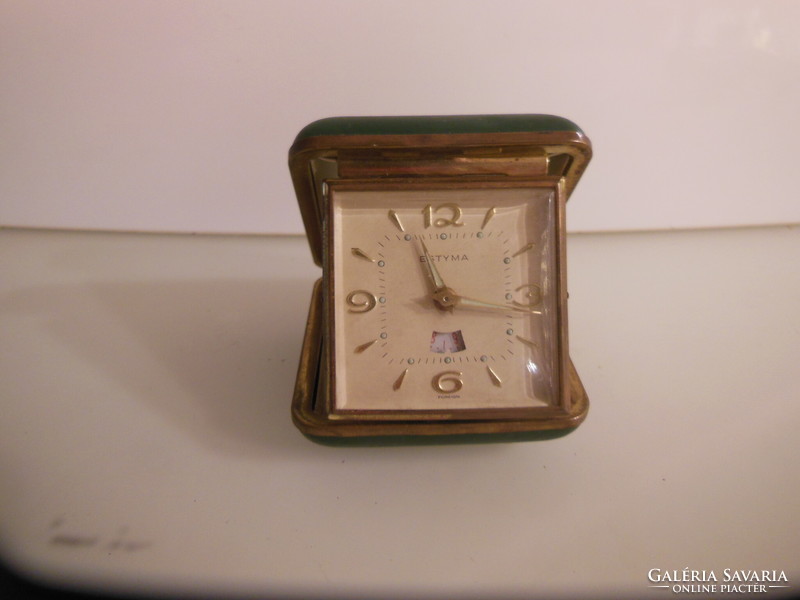 Clock - mechanical - travel clock - old - 7.5 x 7.5 x 3 cm - to be repaired