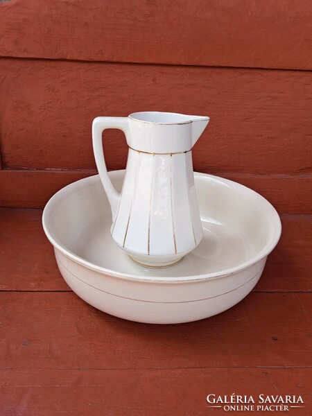 Rare shaped 23 cm high granite jug, striped wash basin wash basin rustic decoration