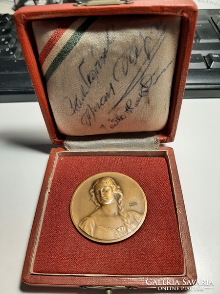 Lajos Berán bronze medal with fishing bastion Finland - Hungary 1954 commemorative