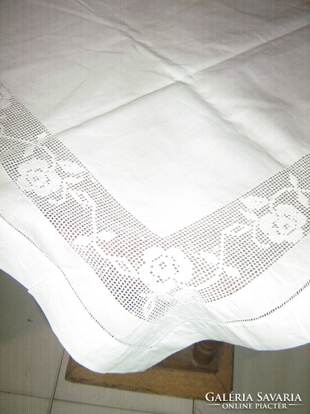 Beautiful and elegant table cloth with rose lace inserts