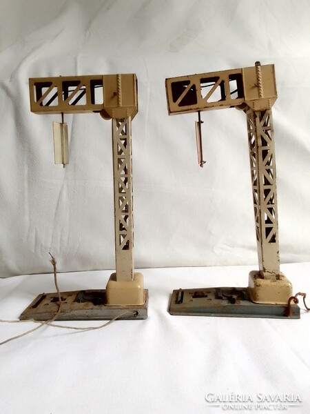 Two antique old railway signposts jep france model 0 1920-30 field table accessory board game