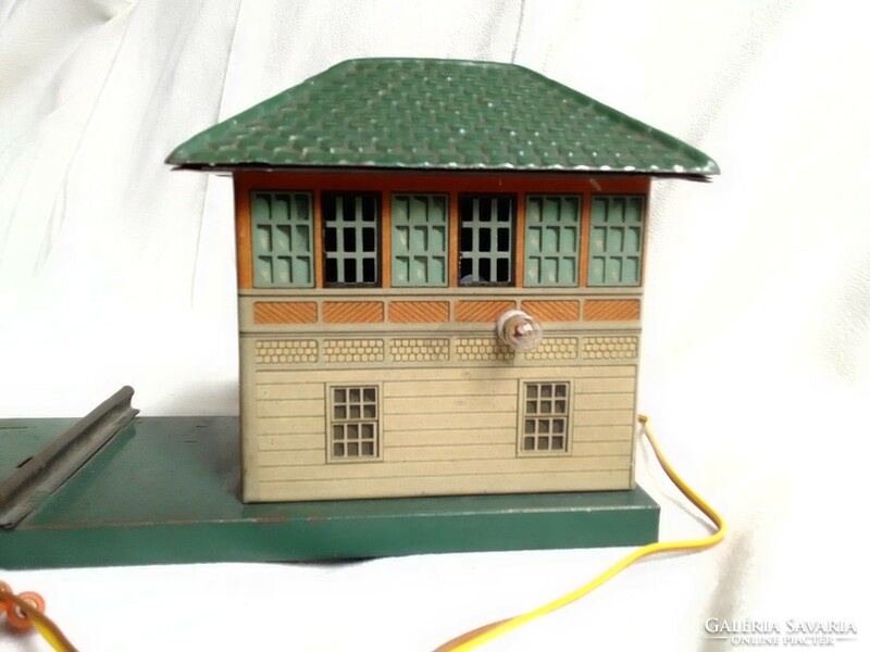 Antik Bing 1925 0-ás váró épület ház vasút modell állomás sín lemezjáték terepasztal kiegészítő