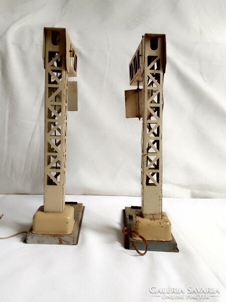 Two antique old railway signposts jep france model 0 1920-30 field table accessory board game