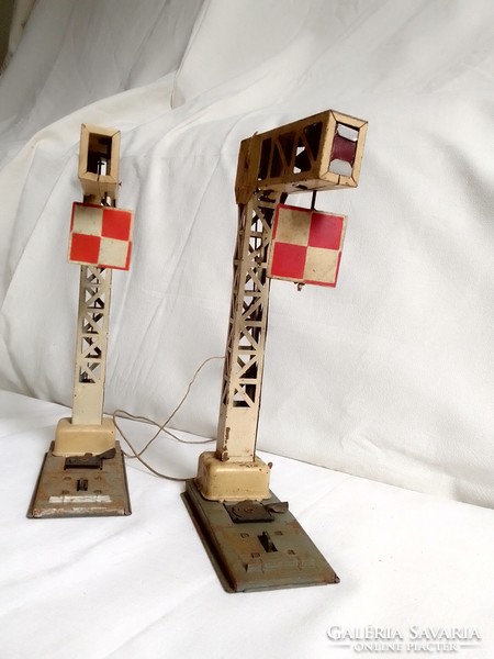 Two antique old railway signposts jep france model 0 1920-30 field table accessory board game