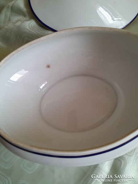 Large antique soup bowl with blue gold trim