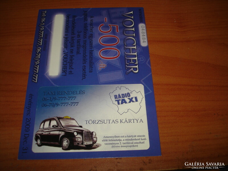 UTALVÁNY-VOUCHER-500Ft-Radio taxi- Törzsutas kártya