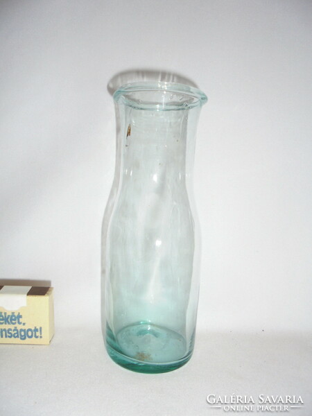 Antik, szakított aljú, türkiz üveg palack