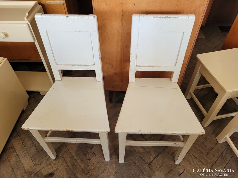 Old vintage 2 folk pine wooden chairs, peasant dining chairs, pair of chairs