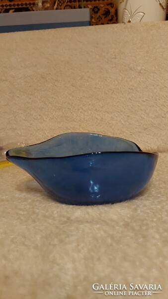 Special blue art glass bowl heart-shaped centerpiece offering