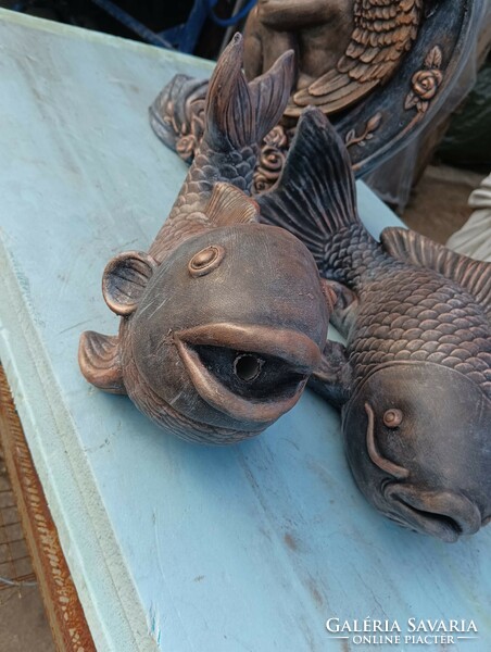 Csodás Vízköpő hal bronz ozott szobor   Feng Shui  kerti tó hoz vagy falikút hoz dísz Fagyálló műkő