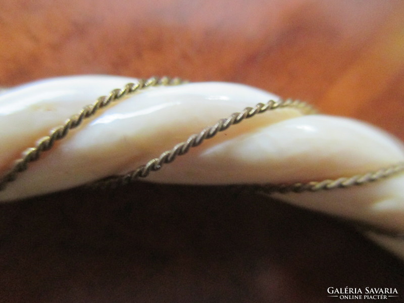 Antique bone (tusk) bracelet with gold-plated silver decoration
